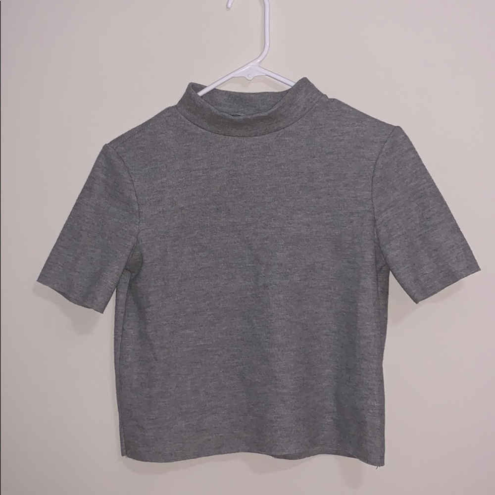 Grey Zara Short Sleeve Mock neck sweater